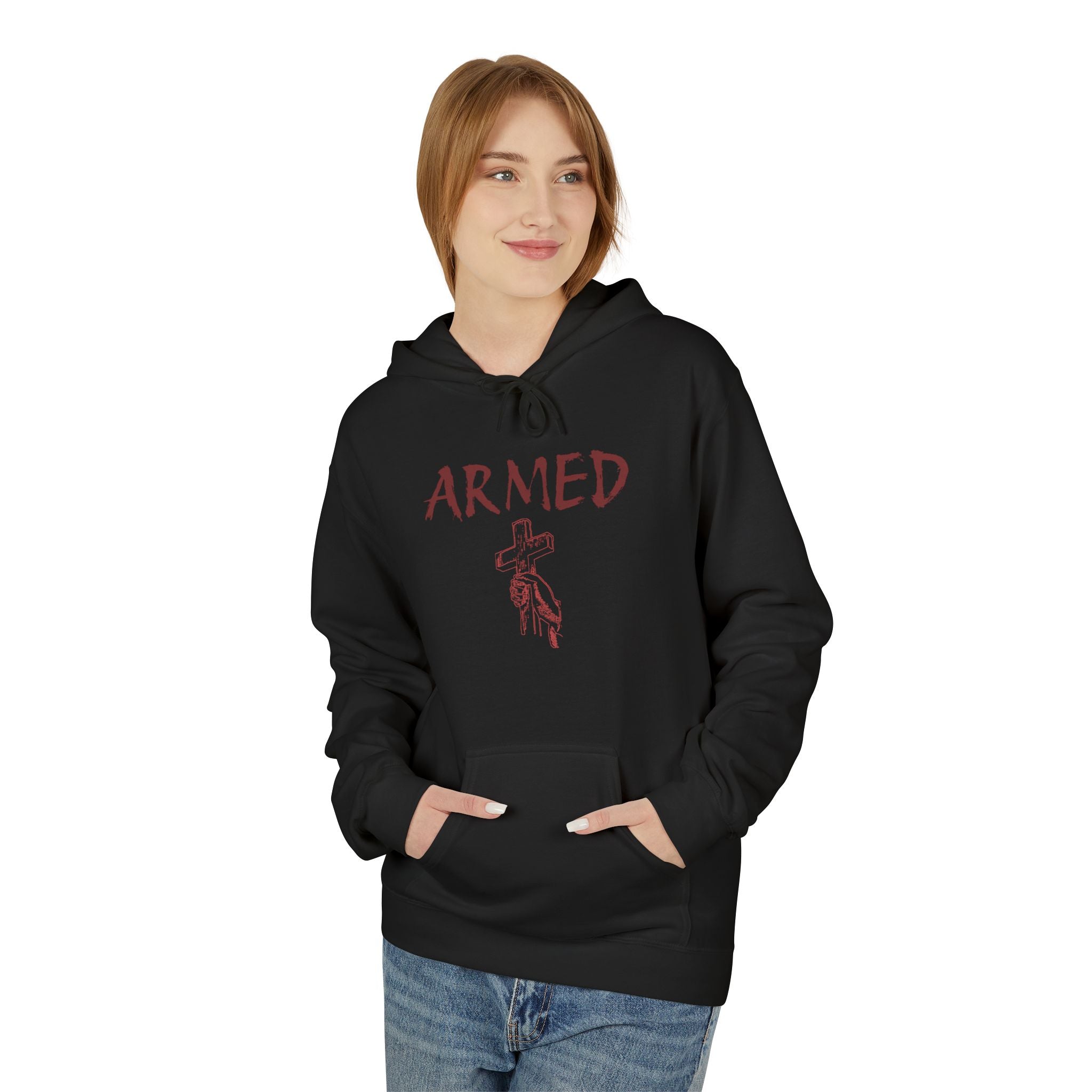 Armed Unisex Fleece Hoodie - Casual, Cozy, Ideal for Gifting, Everyday Wear, Statement Piece